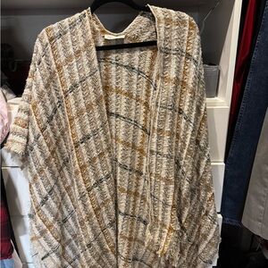 Striped Fringe Open Cardigan